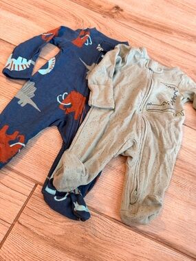 Unbranded Kids One-Piece Footed Pajamas - Blue and Sage